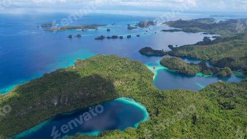 Preview: Aerial drone view of a beautiful tropical island in Philippines on a sunny day