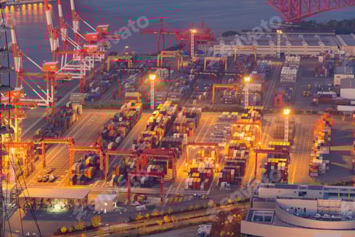 Preview: Aerial view of container cargo ship in the export and import business and logistics