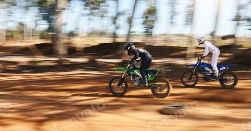 Preview: Race, motorcycle and extreme sports, fast men with speed for practice and training for action adven