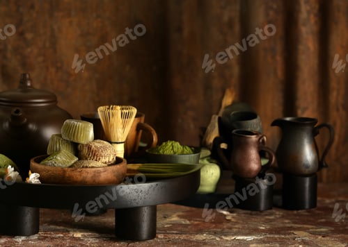 Preview: traditional japanese matcha tea dessert