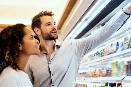 Preview: Couple shopping together at a supermarket