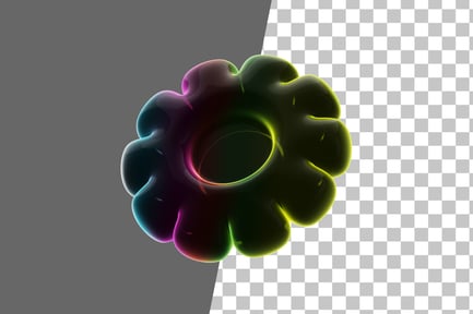 Preview: Ten Petal Flower Neon Abstract 3D Icon