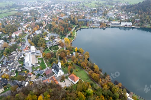 Preview: Aerial view of lake bled from castle hill. Slovenia
