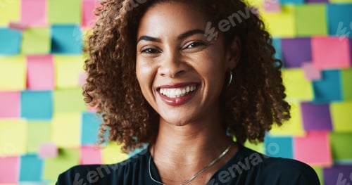 Preview: Funny, creative and portrait of business woman for project management, development and laughing. St