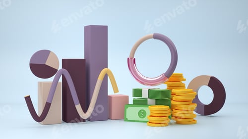 Preview: Financial data chart on blue background 3d render