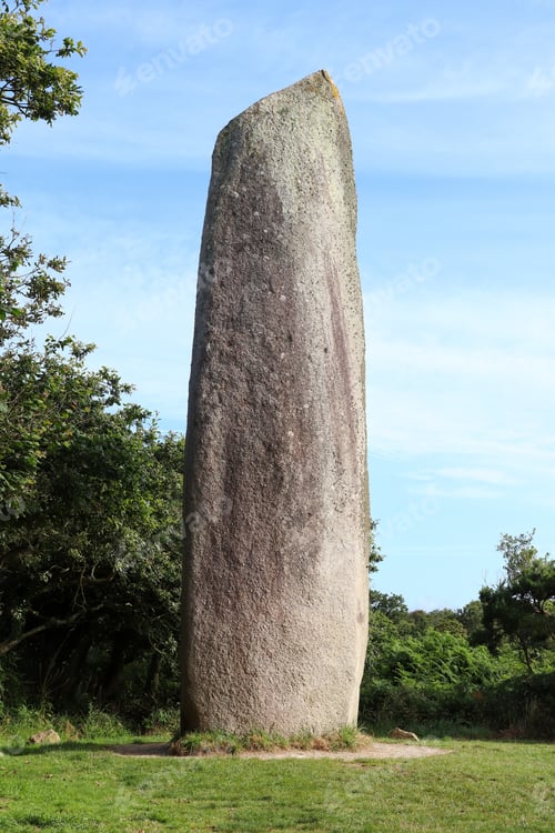 Preview: Menhir Kerloas is a famous ancient standing stone in Brittany, France.