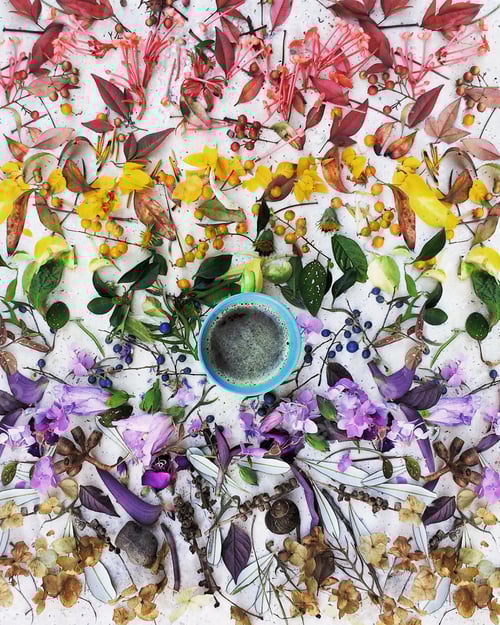 Preview: coffee with colourful floral background