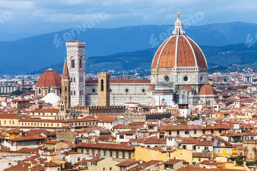 Preview: above view of Florence town with Duomo