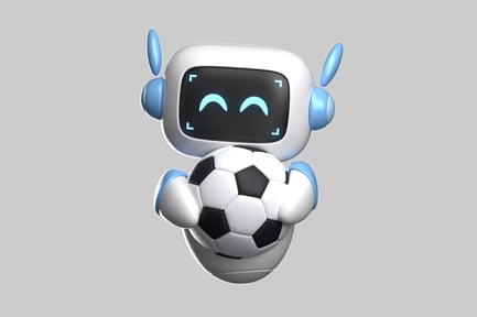 Preview: 3D AI Robot Mascot Holding Soccer Ball