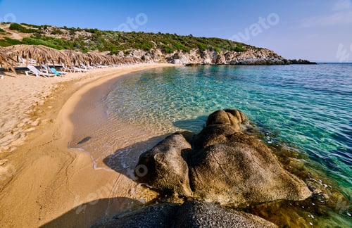 Preview: Beautiful beach and rocky coastline landscape in Greece