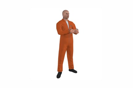 Preview: Figure in orange jumpsuit with clasped hands