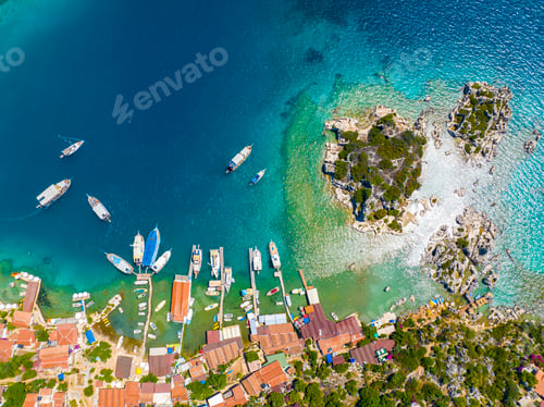 Preview: Aerial view with drone. Kalekoy - Simena - Kekova - Turkey.