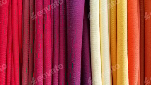 Preview: Colorful Fabric Swatches Arranged in Vertical Display