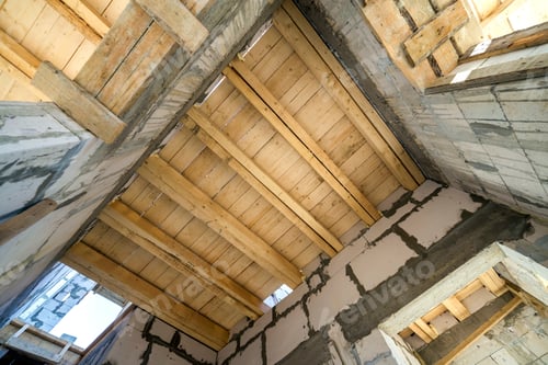 Preview: Close-up detail of house room interior under construction