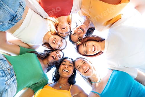 Preview: Multicultural young women smiling at camera together