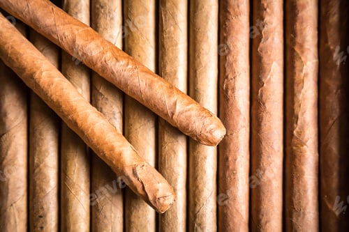 Preview: Close up of Wooden humidor full of cigars