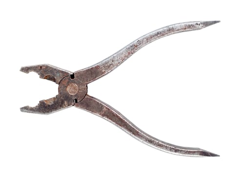 Preview: old rusty pliers isolated on white background