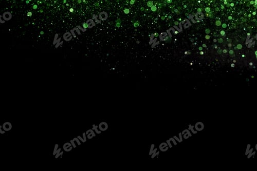 Preview: Closeup shot of green glitter on black background