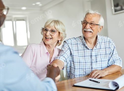 Preview: Portrait of senior people with support nurse