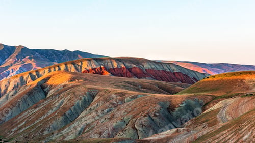 Preview: View of the beautiful striped red mountain
