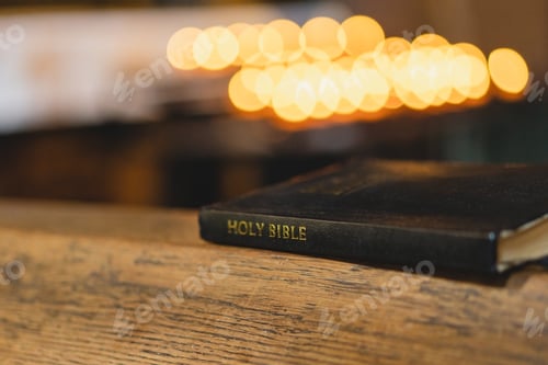 Preview: the Holy Bible in temple. Concept for faith, spirituality and religion. Peace, hope, dreams concept