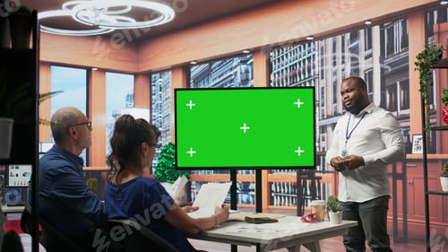 Preview: Mature couple attend consultation with a financial broker about retirement plans