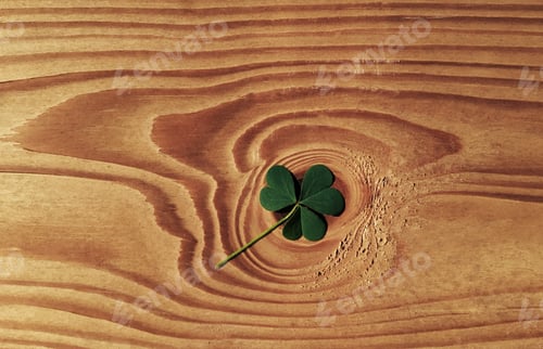 Preview: The green clover on wooden board