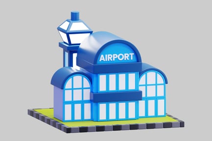 Preview: Stylized 3D Airport Terminal And Control Tower