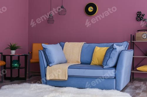 Preview: Cozy living room interior with comfortable sofa