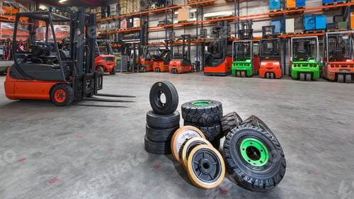 Preview: 55129,Forklift tires in warehouse