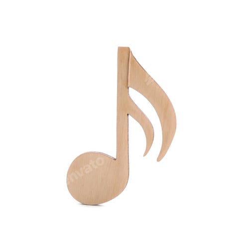 Preview: Wooden music note figure isolated on white