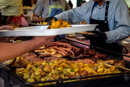 Preview: Street trade delicious food. Close-up. Selective focus.