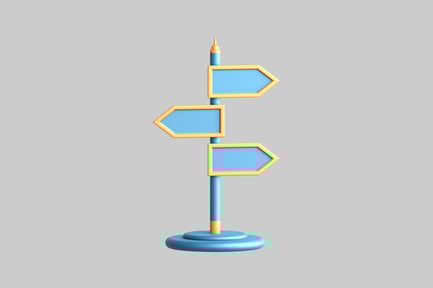Preview: Blue and gold directional signpost