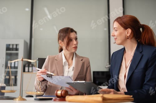 Preview: Professional Women Discussing Legal Case in Modern Office
