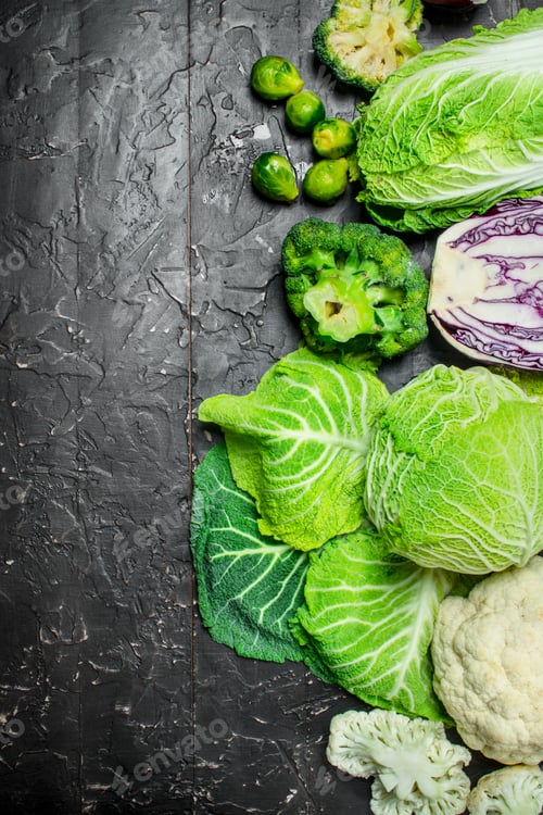 Preview: Different fresh cabbage.