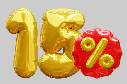 Preview: Fifteen Percent Discount With Golden Balloons