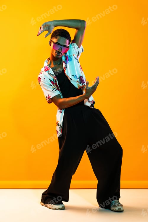 Preview: African man portrait in studio on colorful background