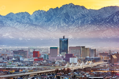 Preview: Toyama, Japan Skyline with Tateyama Mountain