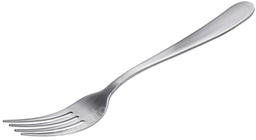 Preview: Metal fork isolated on white background, full depth of field