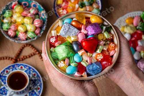 Preview: Traditional Turkish Ramadan Sweet Sugar Candy, Chocolate candie and Almond candies