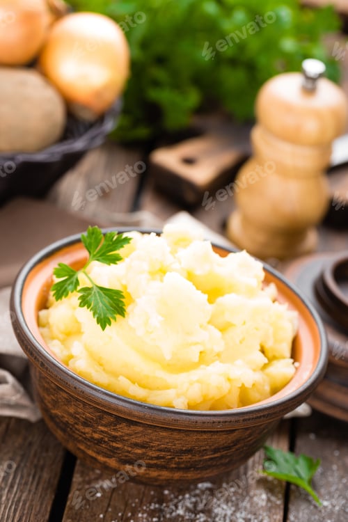 Preview: Mashed potato. Potato mash with butter and milk. Boiled potato. Potato puree