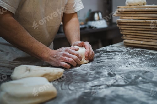 Preview: Baker kneading bread dough