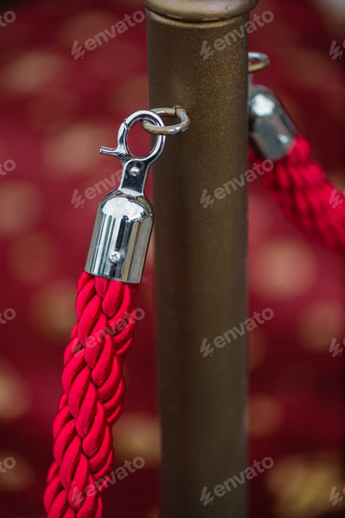 Preview: Barrier with red rope, cinema concept