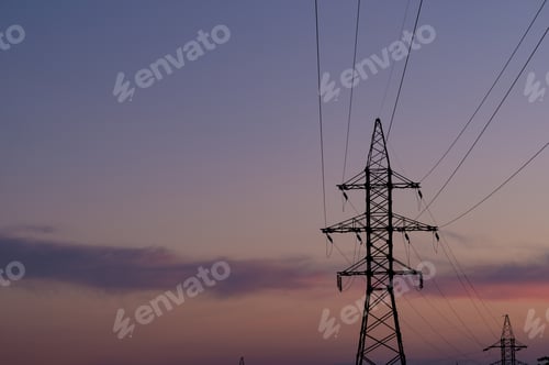 Preview: Close up high voltage power lines station.