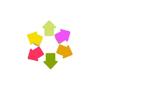 Preview: Group of paper stickers in the form of pink arrows on a white background