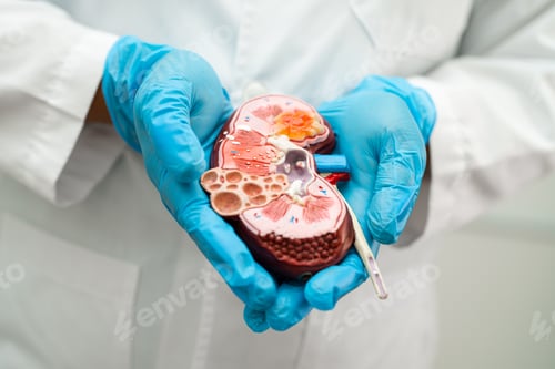Preview: Kidney disease, Chronic kidney disease ckd, Doctor hold model to study and treat in hospital.