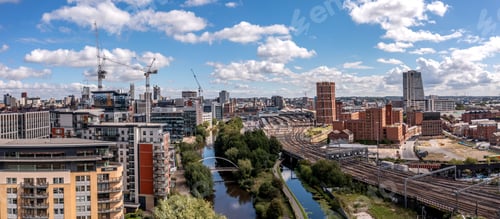 Preview: Aerial panorama of Leeds railway station and surrounding area
