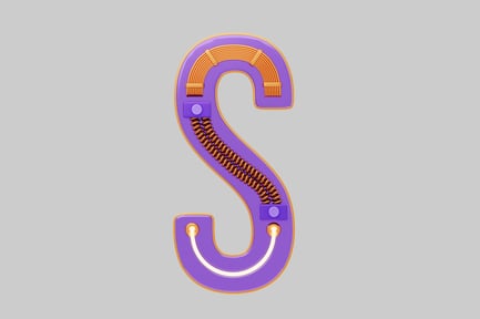 Preview: Neon gaming letter s character