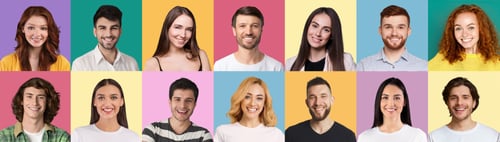 Preview: Smiling People Portraits Against Colorful Backgrounds