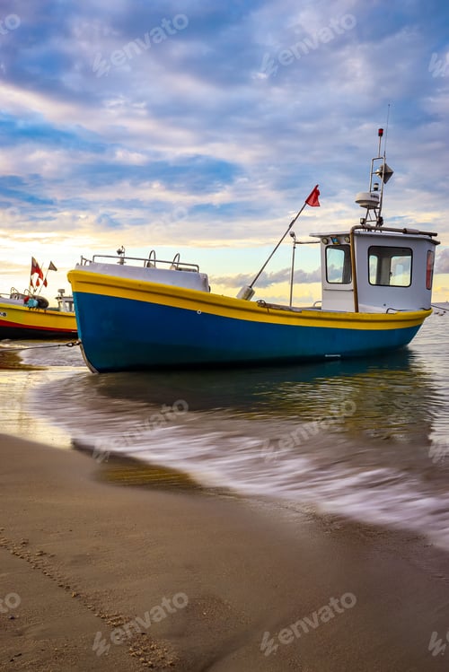 Preview: Fishing boats on the background of the Baltic Sea.